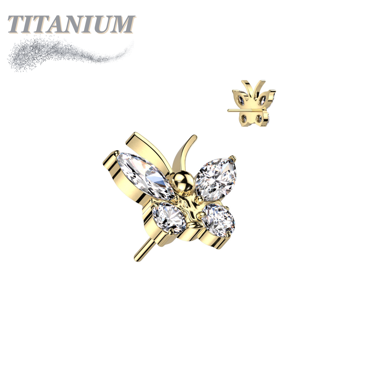 Threadless Titanium CZ Butterfly Top Only