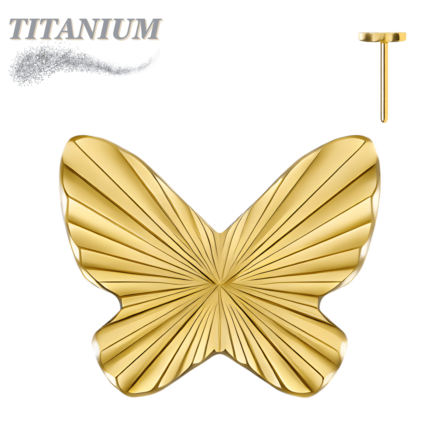 Titanium Threadless Ridged Butterfly (Top Only)