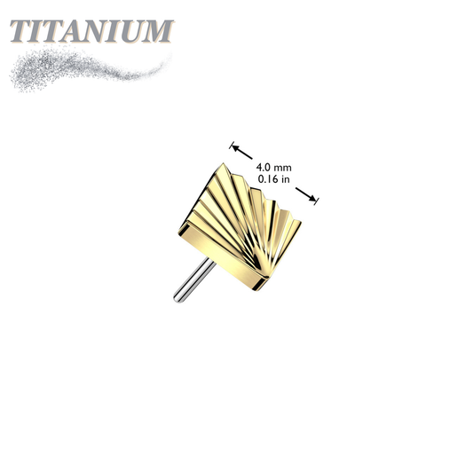 Threadless Titanium Square Shape Ridged Top Only