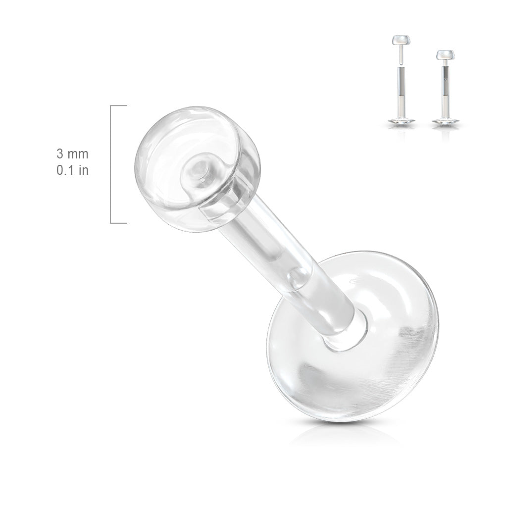 Acrylic Clear Retainer Threadless Push-In Top Labret Combo