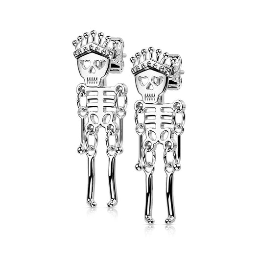 Skeleton Dangle Surgical Steel Earrings (Pair)