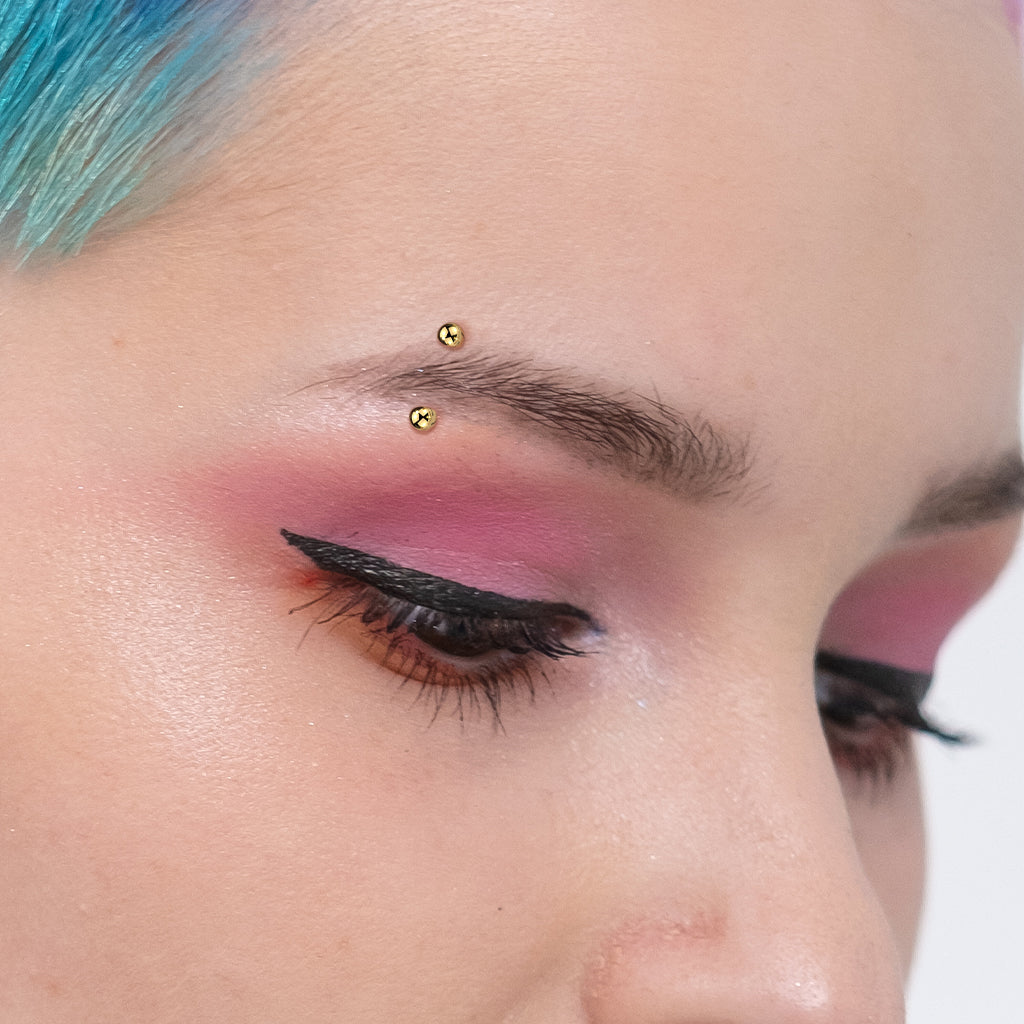 Titanium Colored Curved Barbell External Thread Plain Balls