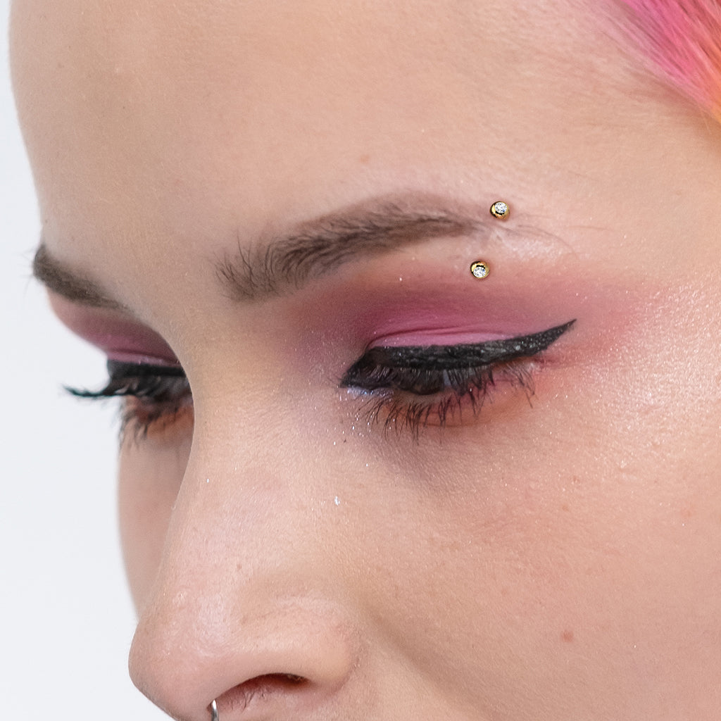 Titanium Colored Curved Barbell with Press Fit CZ Ball Ends External Thread