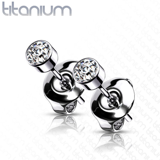 Titanium Bezel Set CZ Earrings