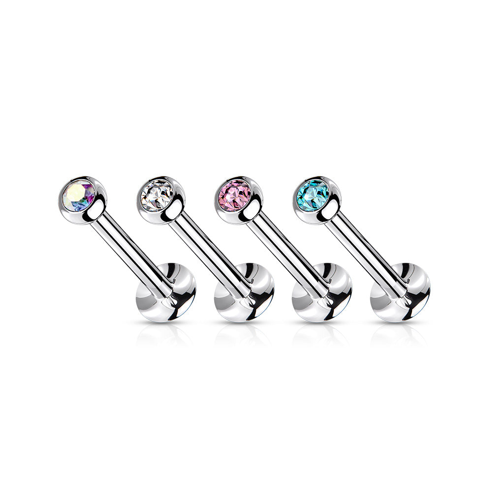 Threadless Surgical Steel Flat Back Labret Combo with Jeweled Ball Top ...