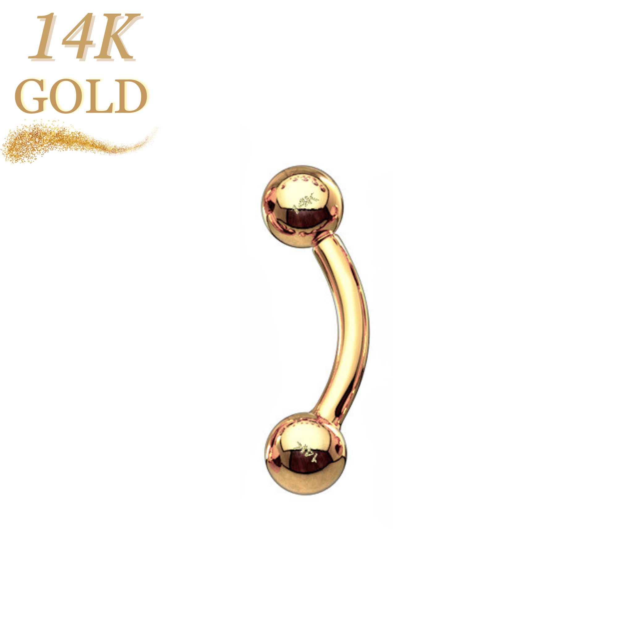 14K Solid Gold Curved Barbell Internal Thread – Pierced Affliction