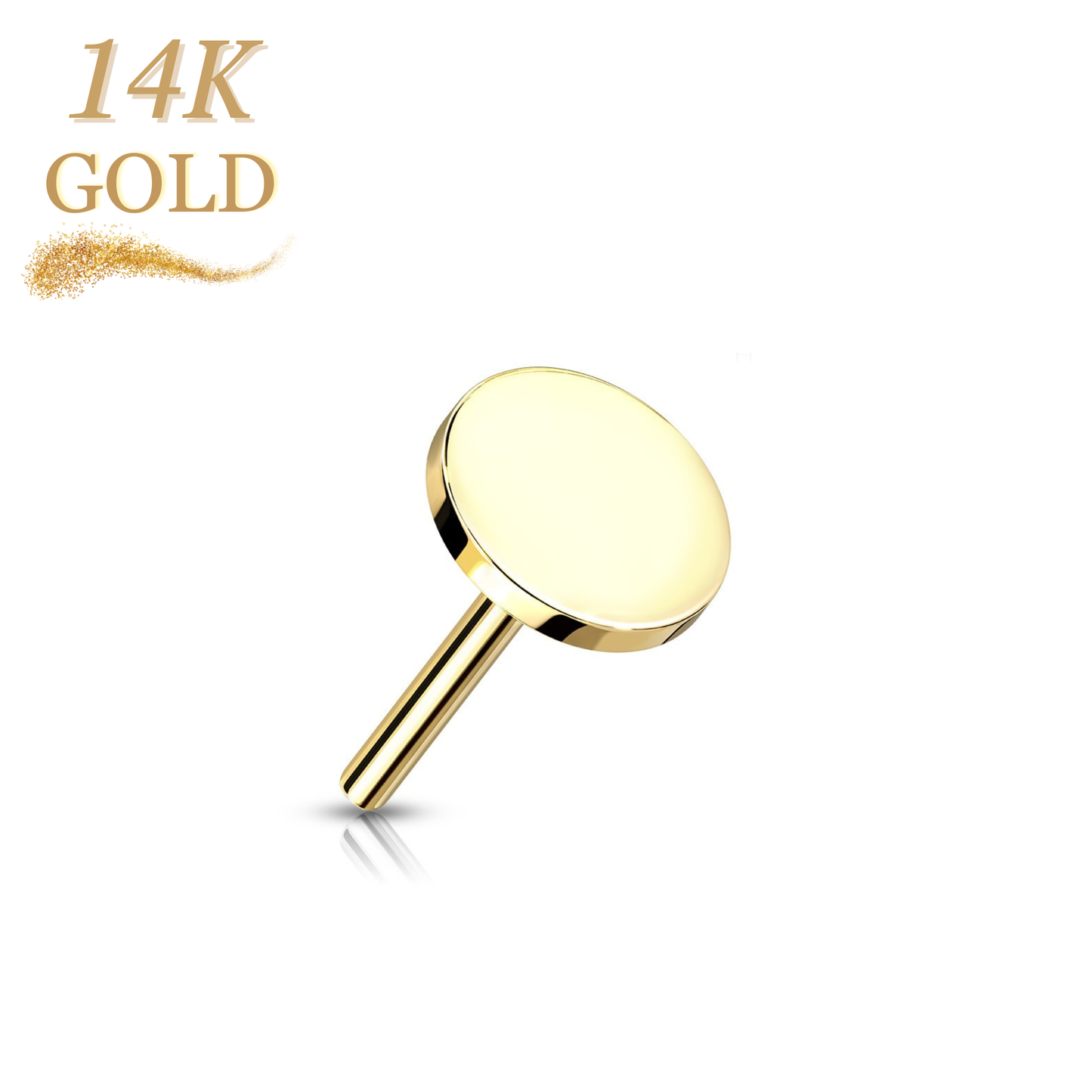 14K Gold Threadless Push In Flat Round Top Only