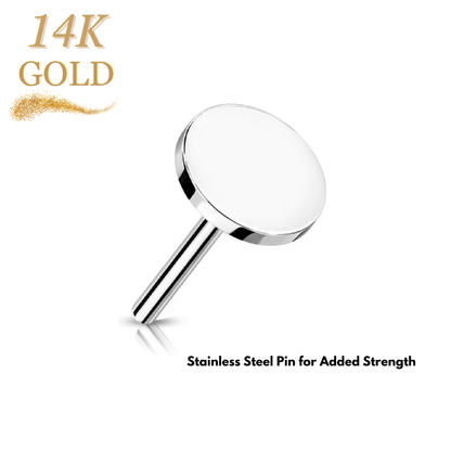 14K Gold Threadless Push In Flat Round Top Only
