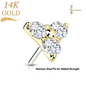 14K Gold 3 CZ Trinity Threadless Push in Top Only