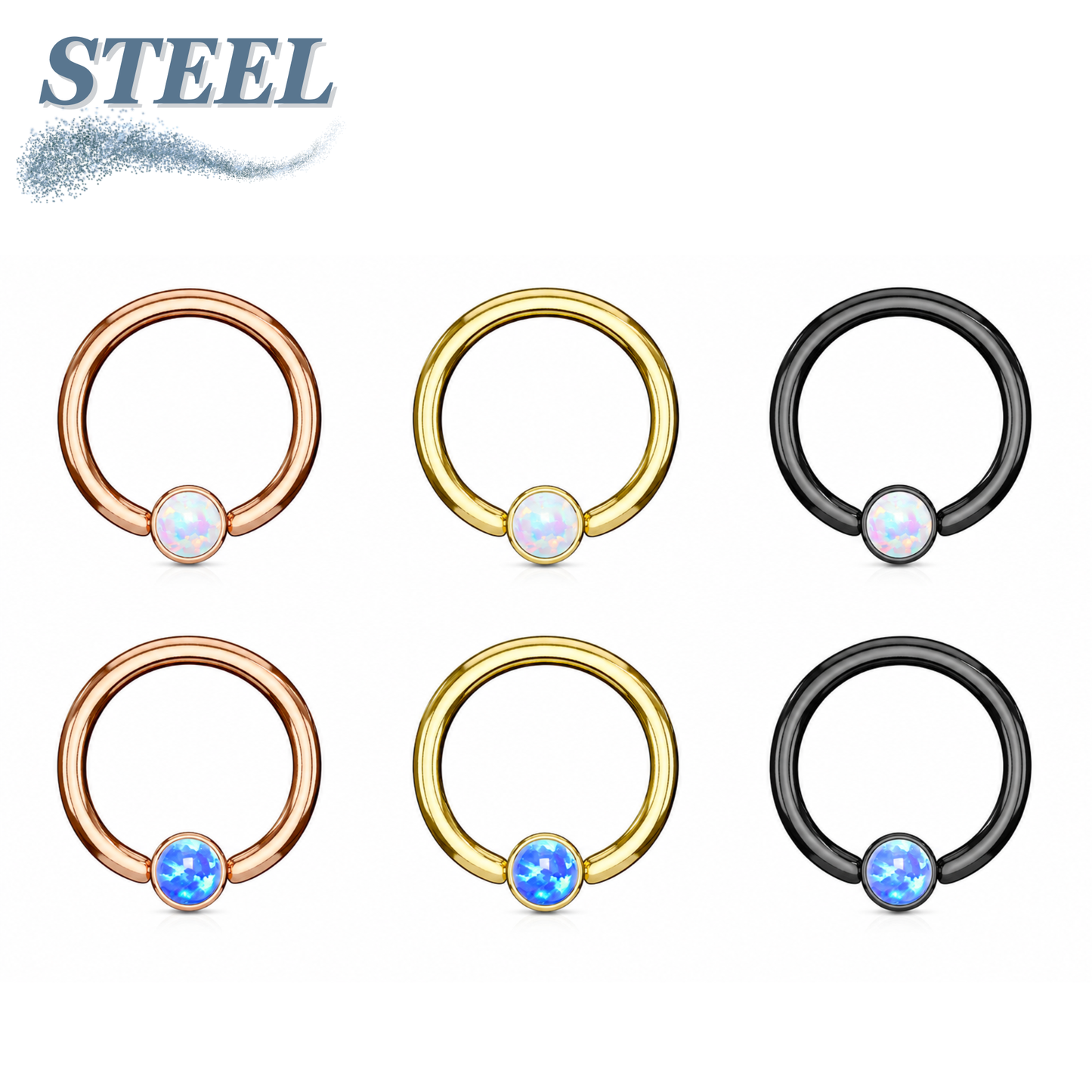 Opal Flat Ball Colored Surgical Steel CBR