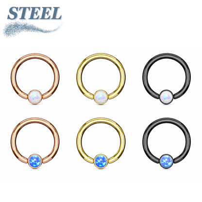 Opal Flat Ball Colored Surgical Steel CBR
