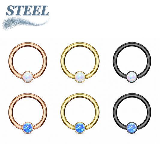 Opal Flat Ball Colored Surgical Steel CBR