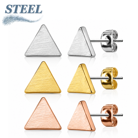 Solid Triangle Surgical Steel & Brass Earrings (Clearance)