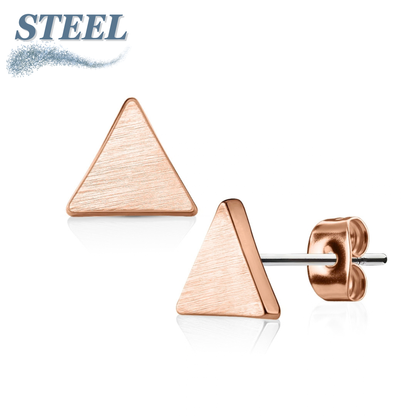 Solid Triangle Surgical Steel & Brass Earrings (Clearance)