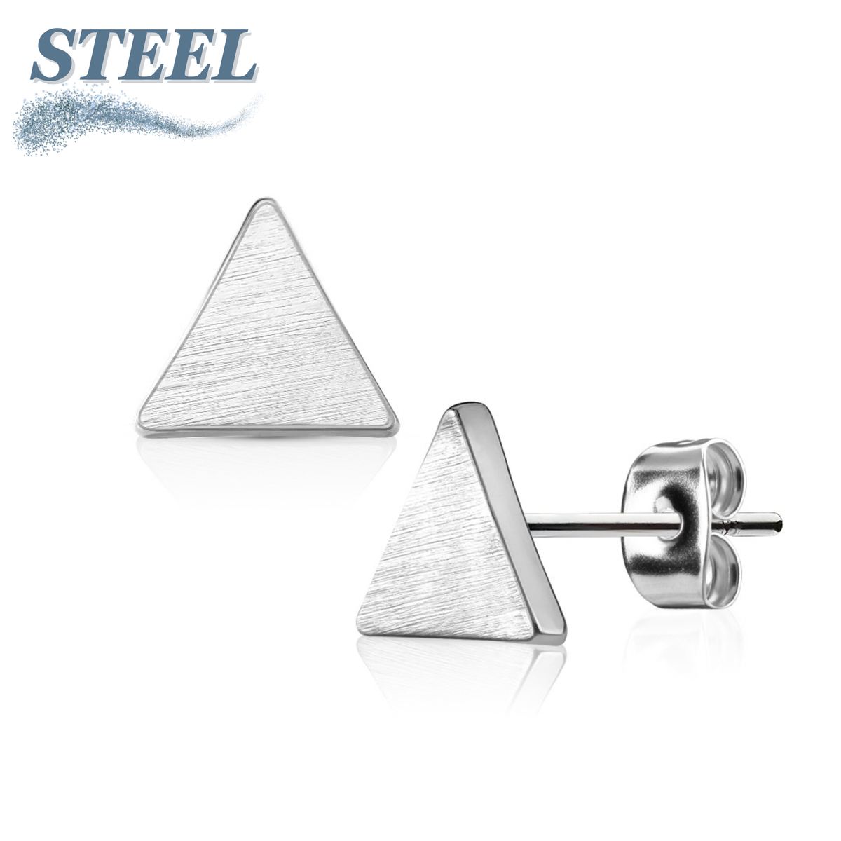 Solid Triangle Surgical Steel & Brass Earrings (Clearance)
