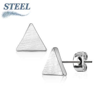 Solid Triangle Surgical Steel & Brass Earrings (Clearance)