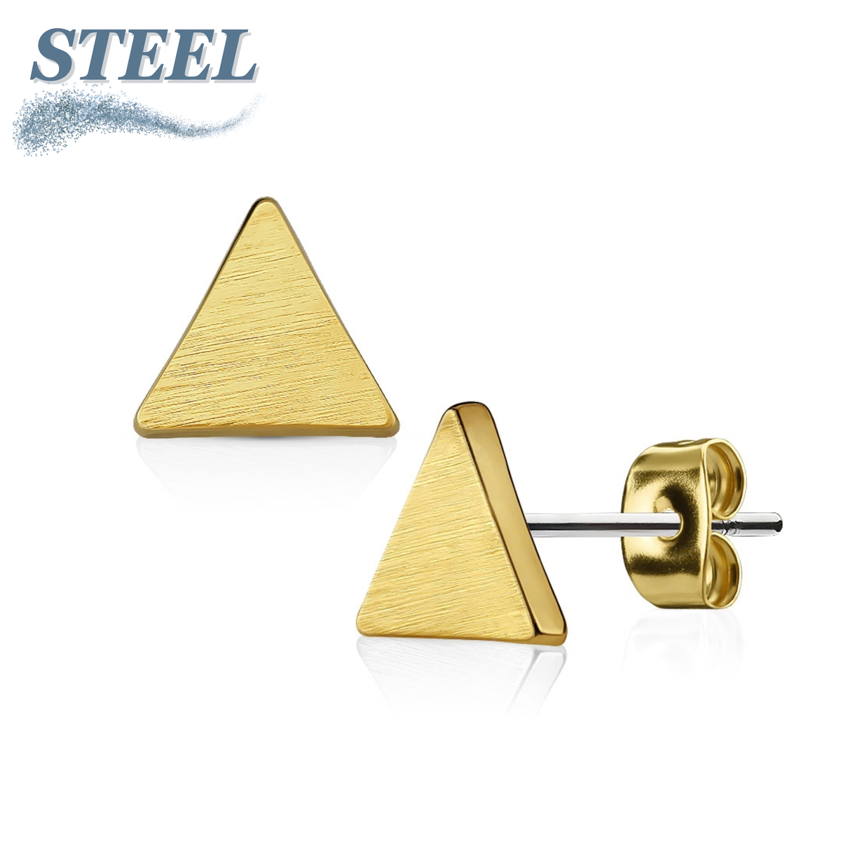 Solid Triangle Surgical Steel & Brass Earrings (Clearance)