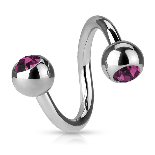 Surgical Steel Twists with Jeweled External Thread Balls