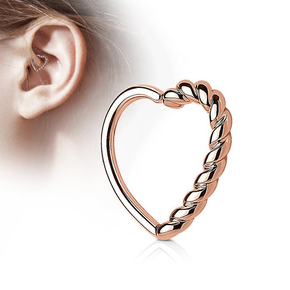 Surgical Steel & Brass Annealed Half Braided Heart (Reversible) 16G 10mm (Clearance)