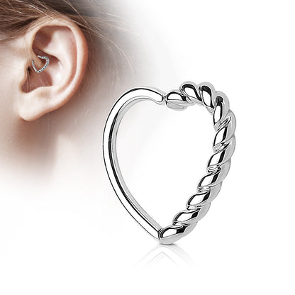 Surgical Steel & Brass Annealed Half Braided Heart (Reversible) 16G 10mm (Clearance)