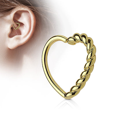 Surgical Steel & Brass Annealed Half Braided Heart (Reversible) 16G 10mm (Clearance)