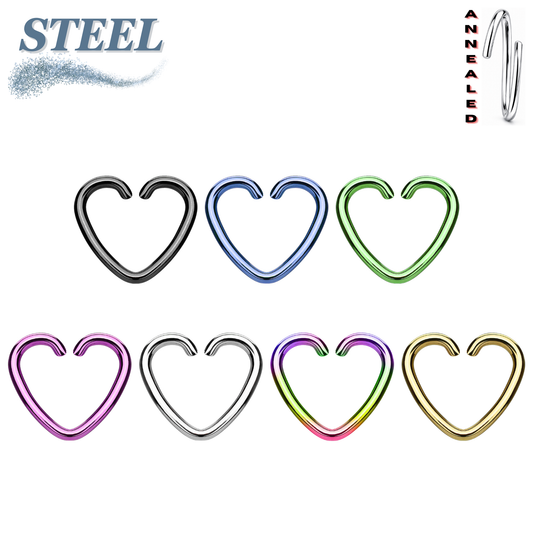 Surgical Steel Annealed Heart Rings