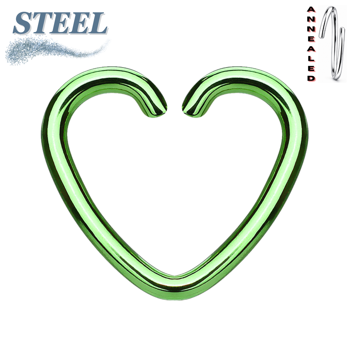 Surgical Steel Annealed Heart Rings (Clearance)
