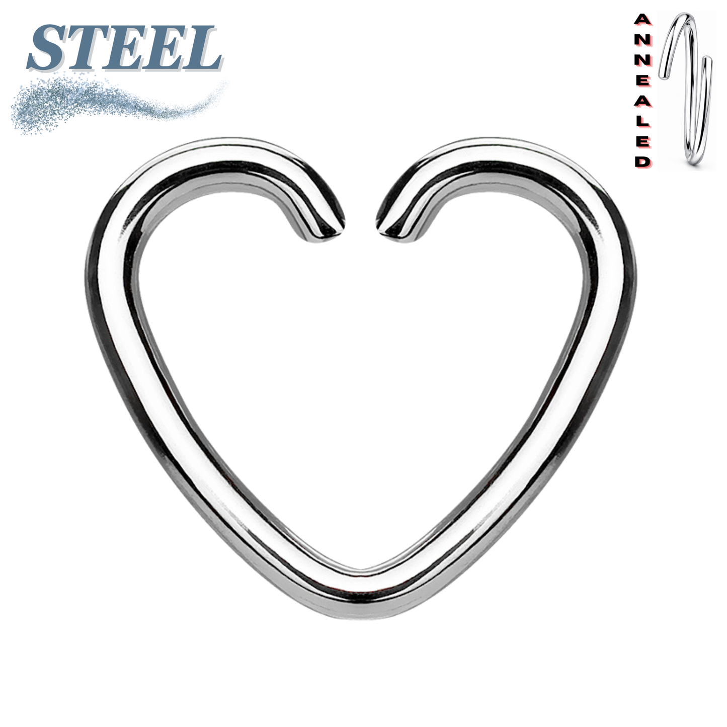 Surgical Steel Annealed Heart Rings (Clearance)