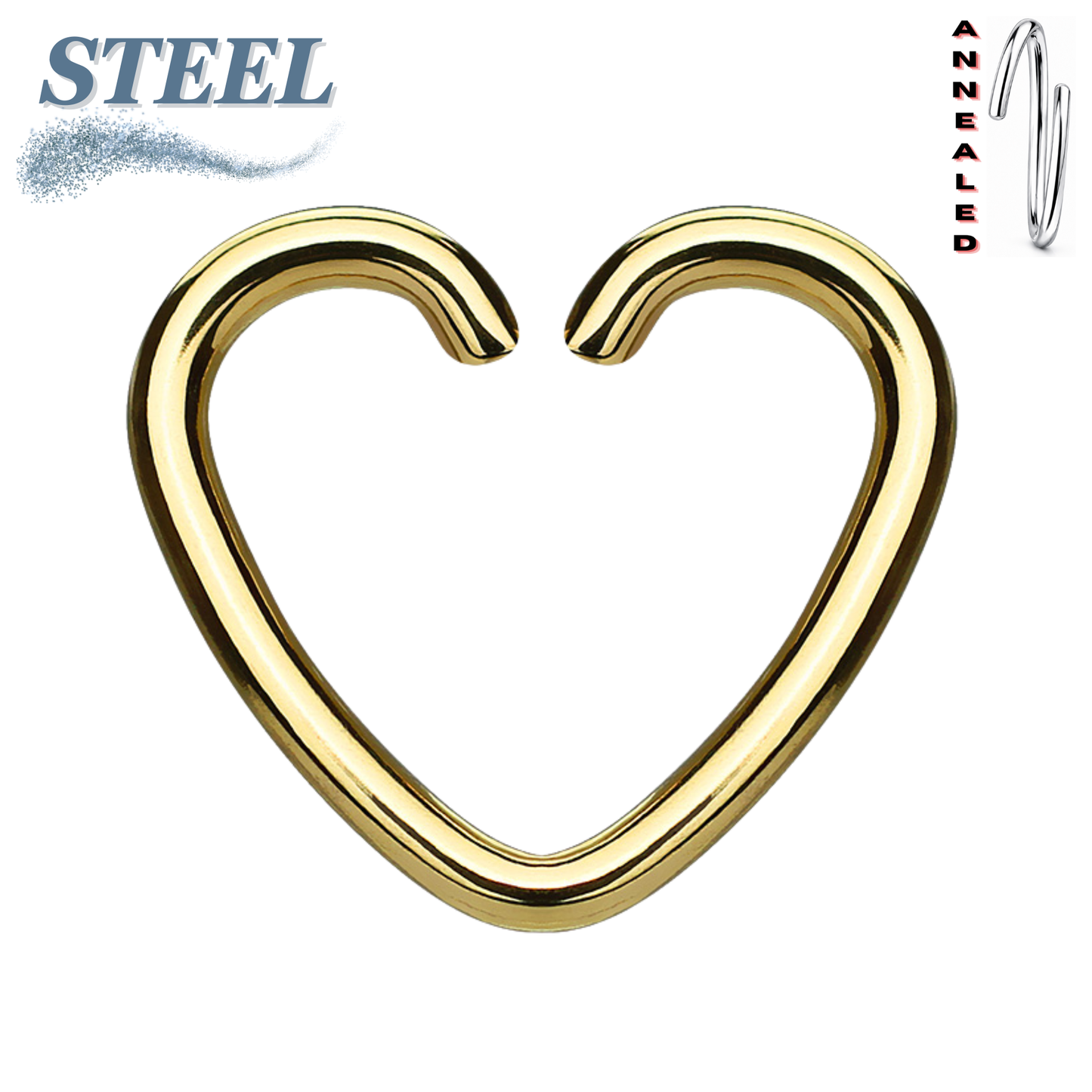 Surgical Steel Annealed Heart Rings (Clearance)