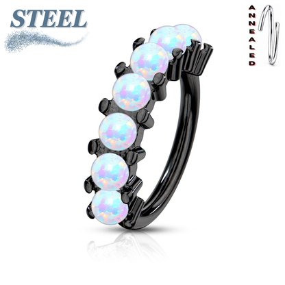 Surgical Steel Annealed 7 Opal Lined 8mm Ring (Clearance)