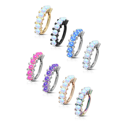 Annealed 7 Opal Lined 8mm rings in Surgical Steel