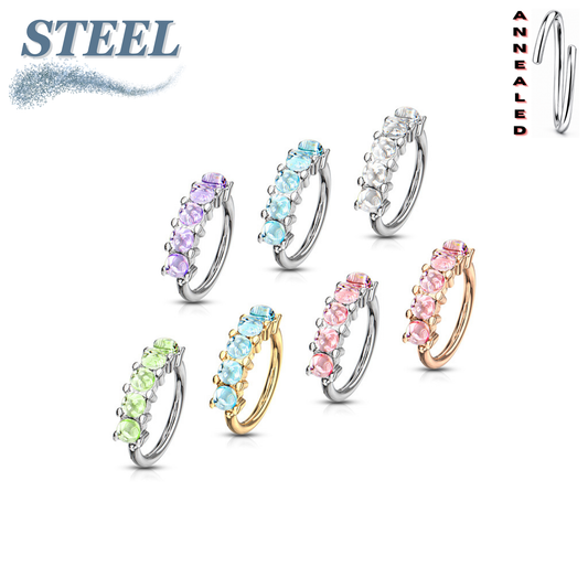 Surgical Steel Annealed 5 "Illuminating" Stone Ring (Clearance)