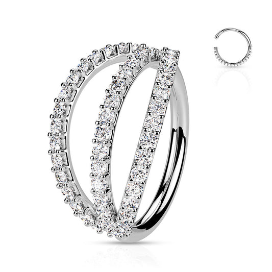 Annealed Triple Separated Surgical Steel & Brass CZ Ring (Clearance)