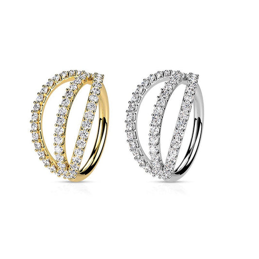 Annealed Triple Separated Surgical Steel CZ Ring