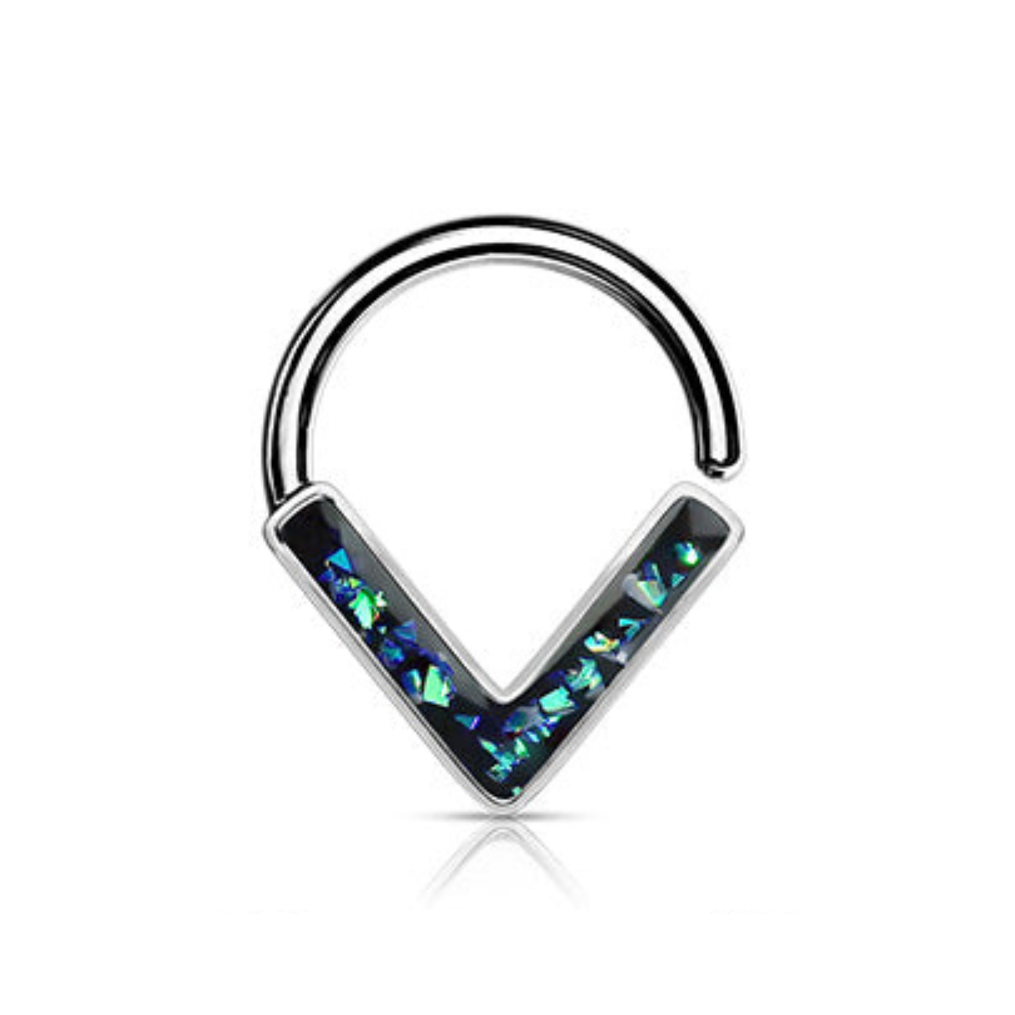 Surgical Steel Annealed Opal Glitter Chevron