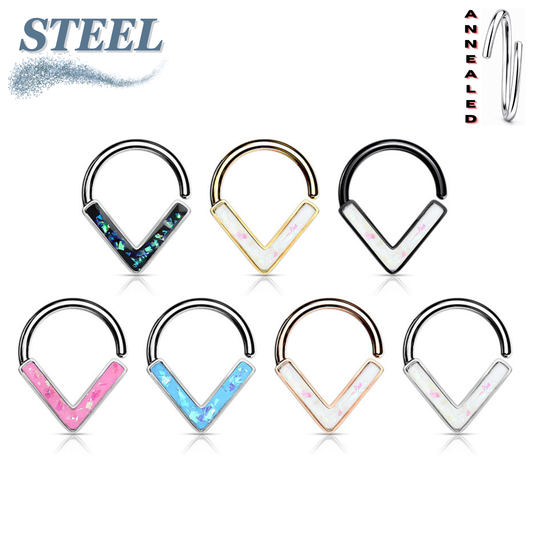 Surgical Steel Annealed Opal Glitter Chevron (Clearance)