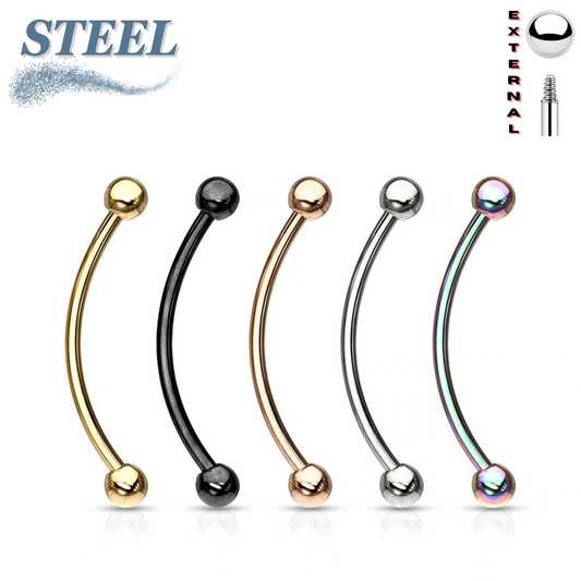 Colored Surgical Steel External Thread Curved Barbells
