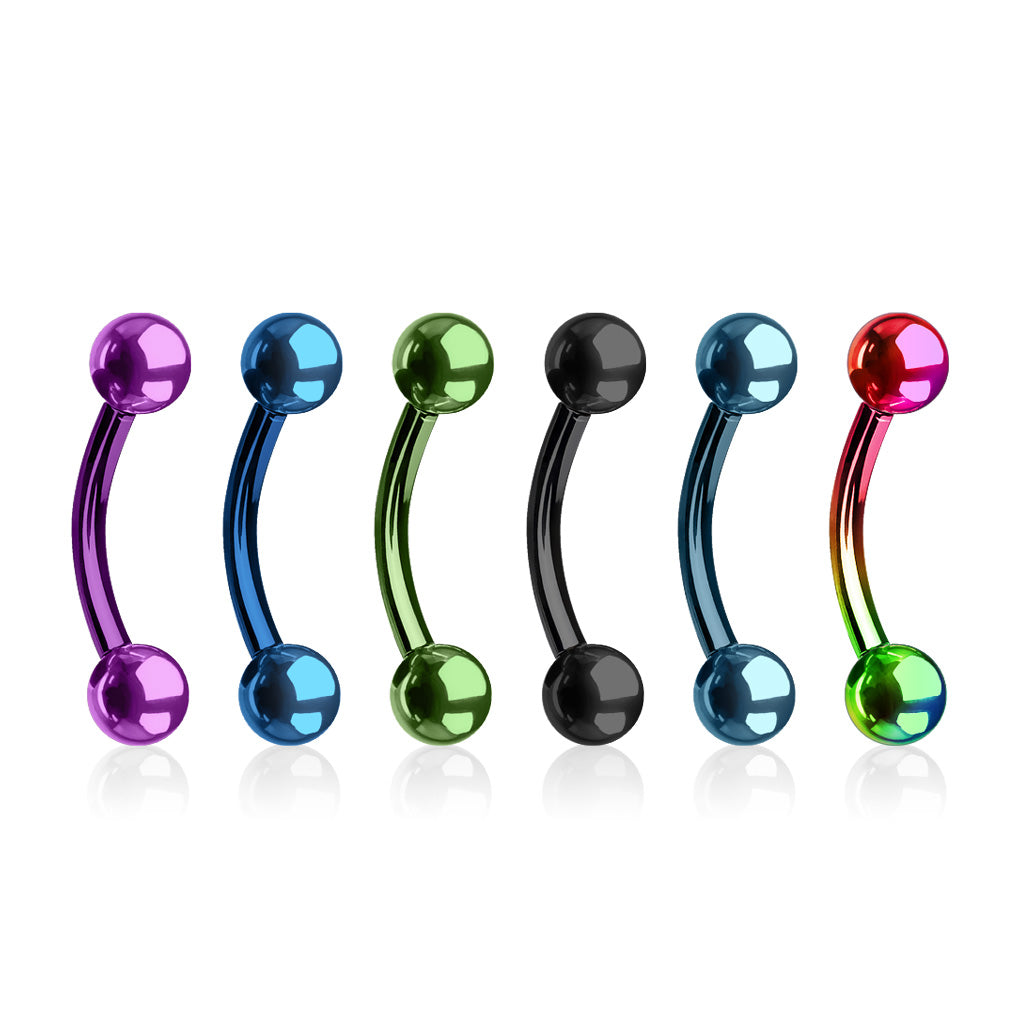 Colored Surgical Steel External Thread Curved Barbells – Pierced Affliction