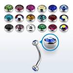 Surgical Steel Curved Barbell with External Thread Half Jewel Ball