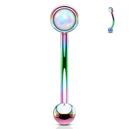 Flat Set Single Opal Curved Barbell in Surgical Steel