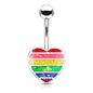 Belly Banana Surgical Steel & Brass Rainbow Glitter Heart External Thread (Clearance)