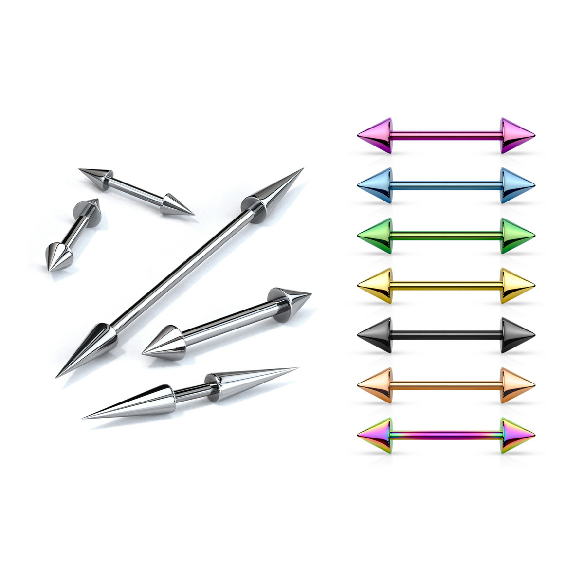 Surgical Steel Externally Threaded Barbells with Spike Ends – Pierced ...