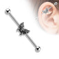 Surgical Steel & Brass Externally Threaded Skull Butterfly Industrial Barbell (Clearance)