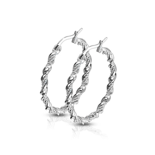 Surgical Steel Braided Twisted Hoop Earrings
