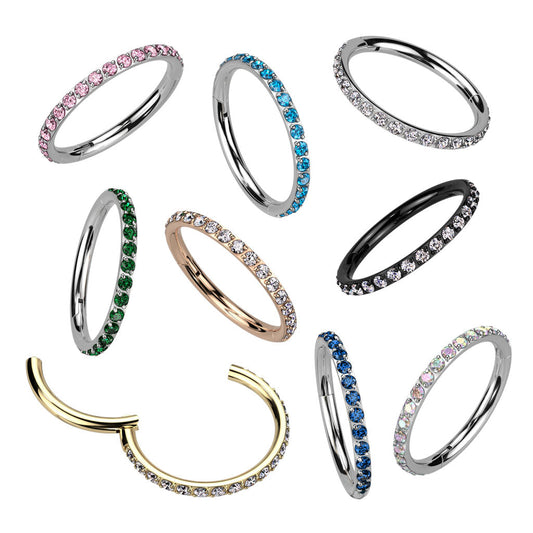 Surgical Steel Hinged Outer Paver CZ Lined Single Row