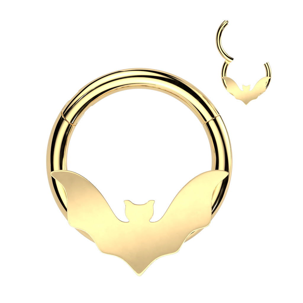 Affliction Rings Surgical Steel Hinged Ring with Bat – Pierced Affliction