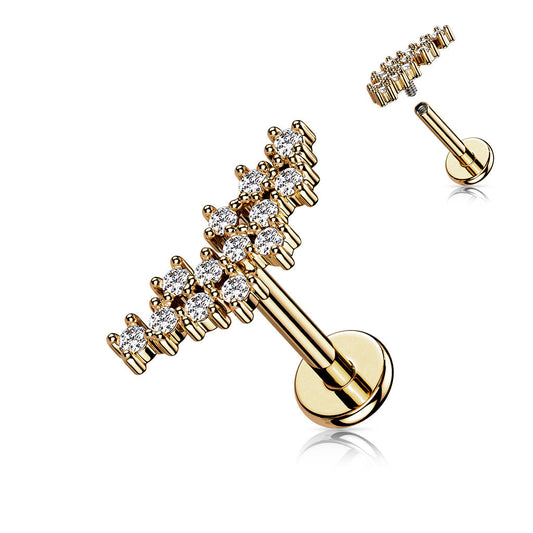 Surgical Steel CZ Prong Cluster Top Internal Thread Labret Combo