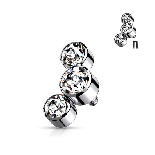 Surgical Steel Internally Threaded 3 Curve Bezel Set Top Only