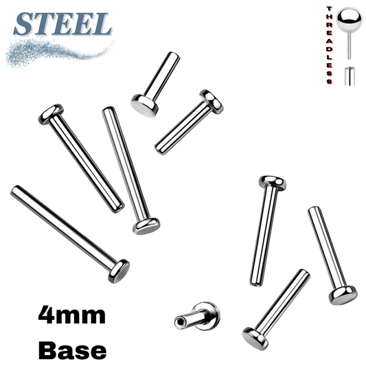 Surgical Steel Threadless Labret - Post Only (4mm Base)