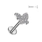 Surgical Steel CZ Butterfly Threadless Labret Combo